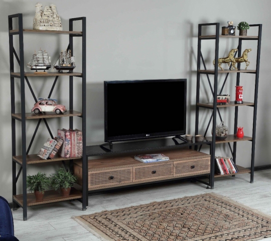 SET COMODA TV CU ETAJERE INDUSTRIAL