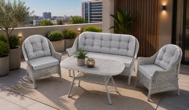 SET MOBILIER RATAN GRADINA SI TERASA ALEZIA, 5 LOCURI