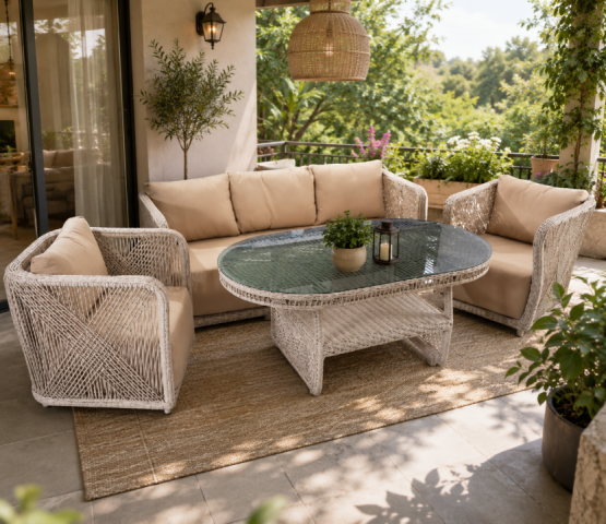 SET MOBILIER RATAN GRADINA SI TERASA RIMINI 5 LOCURI